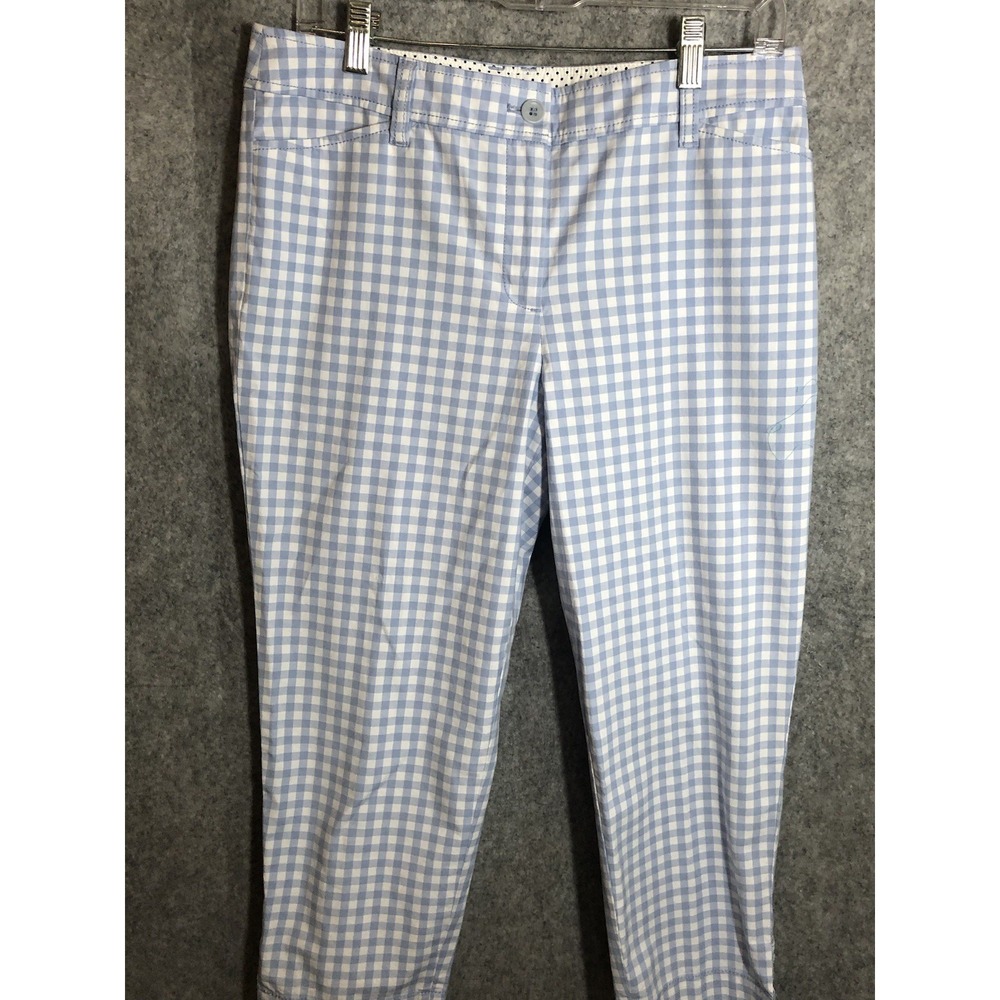 Talbots Pants Womens 8P Blue Gingham Check The‎ Perfect Crop Casual Coastal